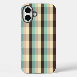 Pastel plaid pattern in horizontal stripes iPhone 16 plus case