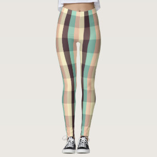Pastel plaid pattern in  horizontal stripes leggings