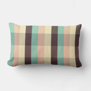 Pastel plaid pattern in  horizontal stripes lumbar cushion