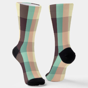Pastel plaid pattern in  horizontal stripes socks
