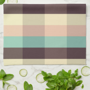 Pastel plaid pattern in  horizontal stripes tea towel