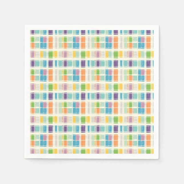 Pastel plaid pattern napkin (Front)