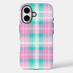 Pastel plaid spring colours pleasing iPhone 16 case