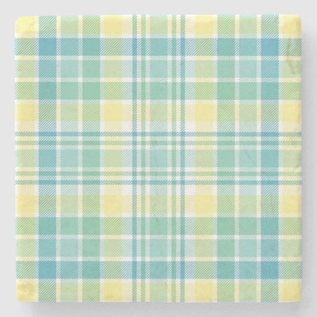 Pastel Plaid Stone Coaster (Front)