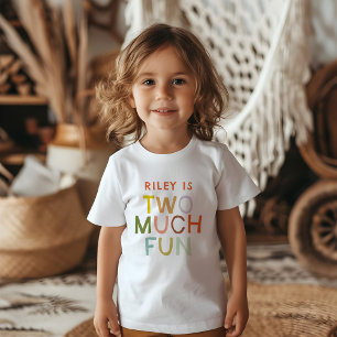 Pastel Plaid "Two Much Fun" 2nd Birthday Baby T-Shirt