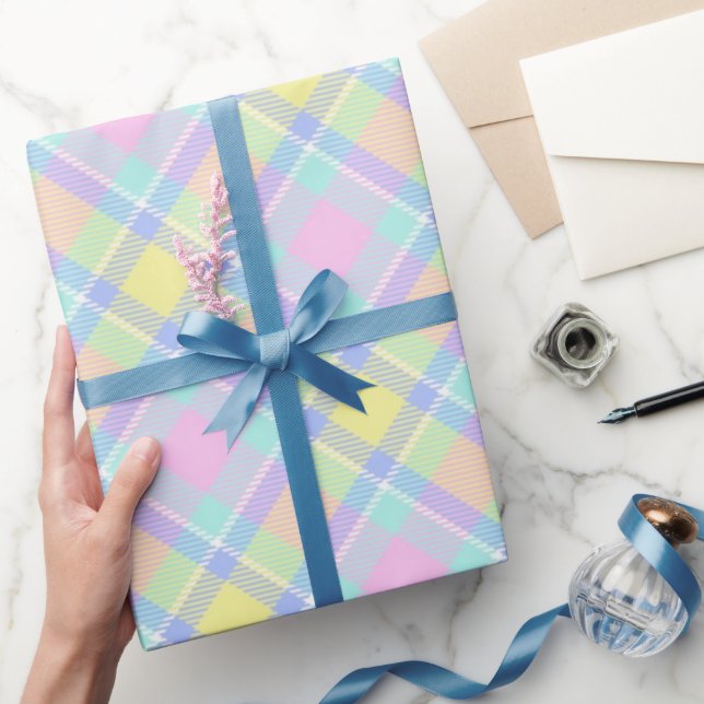Pastel plaid wrapping paper (Gifting)