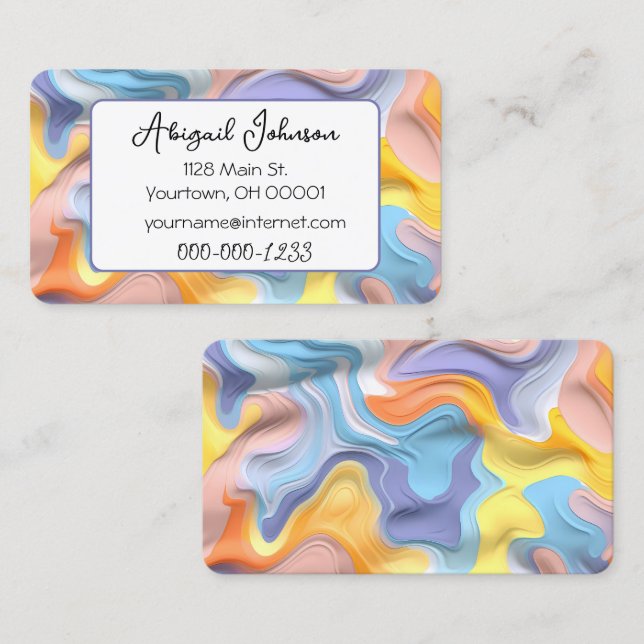 Pastel Plastic Fluid Abstract Business Card (Front/Back)