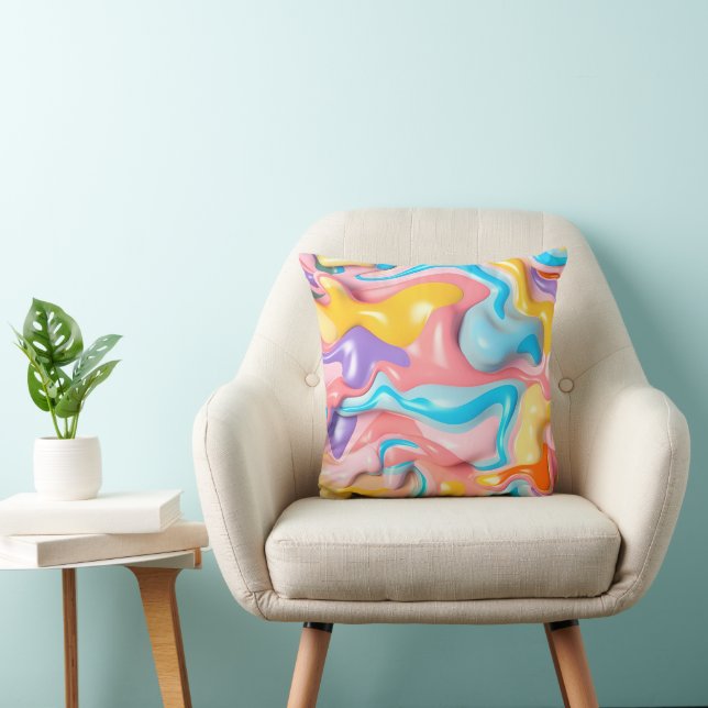 Pastel Plastic Fluid Abstract Cushion (Chair)