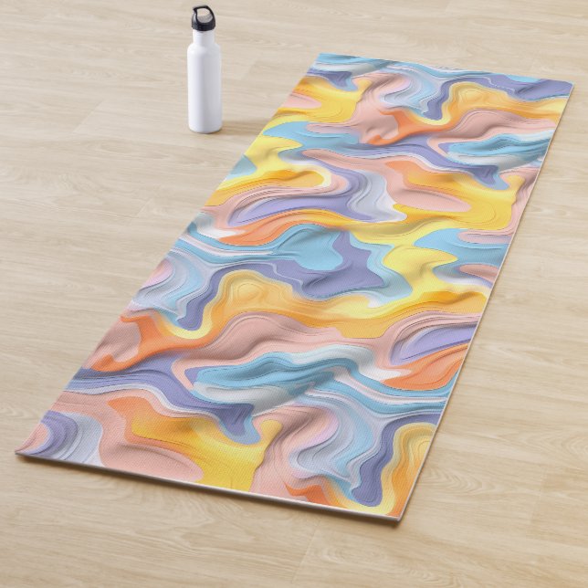 Pastel Plastic Fluid Abstract Yoga Mat (In Situ)