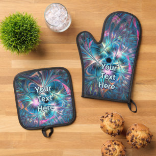 Pastel Plastic Star Oven Mitt & Pot Holder Set