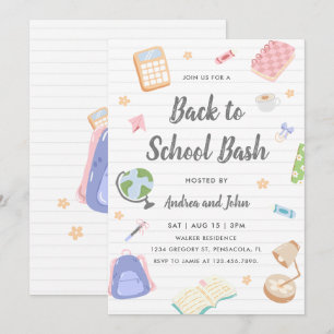 Pastel Playful Back To School Bash Party Invitation