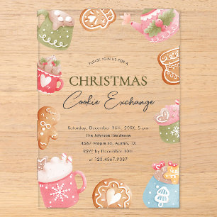 Pastel Playful Christmas Cookie Exchange Party Acrylic Invitations