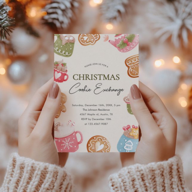 Pastel Playful Christmas Cookie Exchange Party  Invitation (Creator Uploaded)