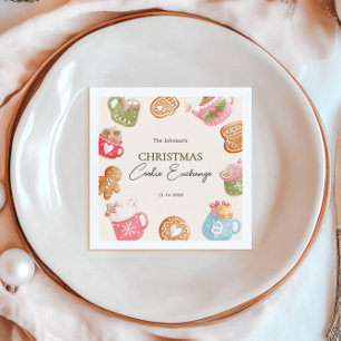 Pastel Playful Christmas Cookie Exchange Party Napkin
