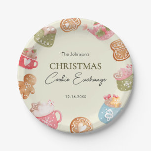 Pastel Playful Christmas Cookie Exchange Party Paper Plate
