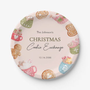 Pastel Playful Christmas Cookie Exchange Party Paper Plate