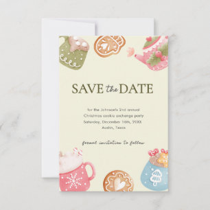 Pastel Playful Christmas Cookie Exchange Party Save The Date