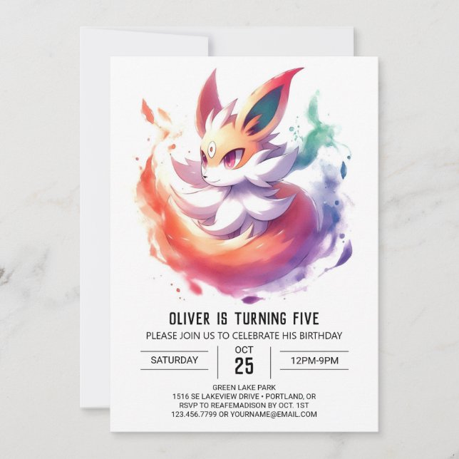 Pastel Playful Fox Birthday Invitation (Front)