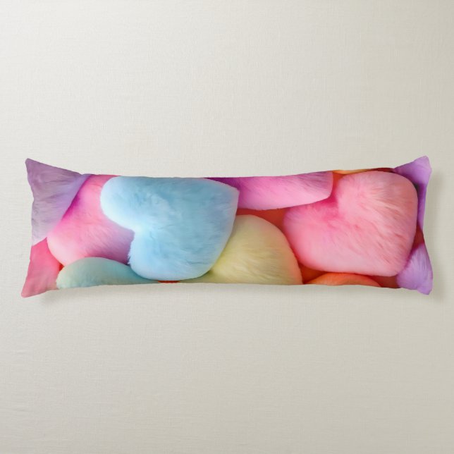 Pastel Plush Hearts Throw Pillow (Front)