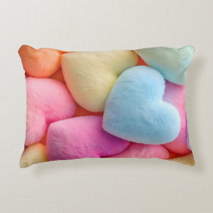 Pastel Plush Hearts Throw Pillow