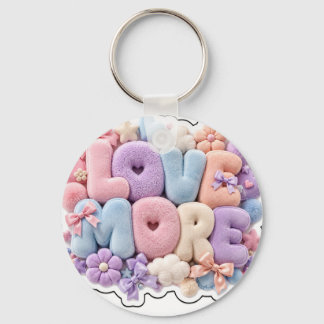 Pastel Plush "LOVE MORE" 3D keychain