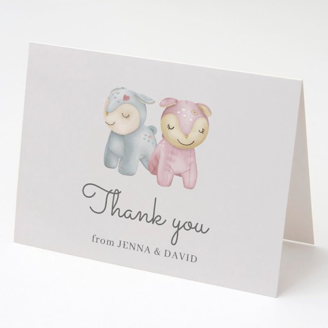 Pastel Plush Toys Baby Shower Folded Thank You Card (Creator Uploaded)