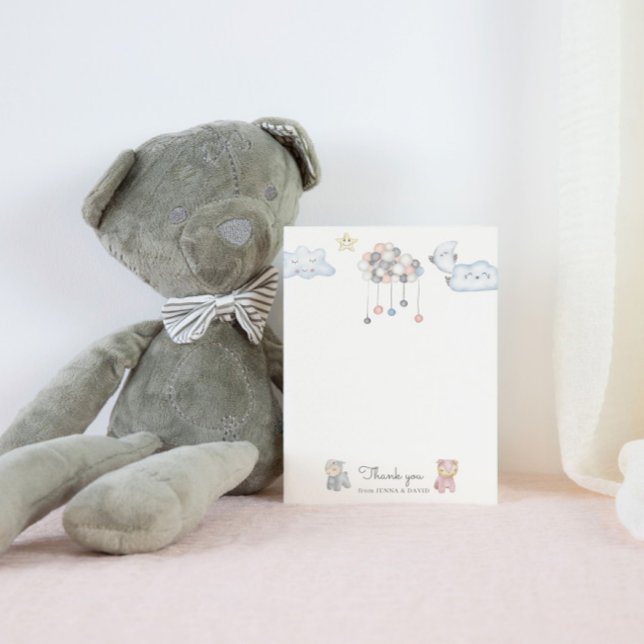 Pastel Plush Toys Baby Shower  Thank You Card (Creator Uploaded)