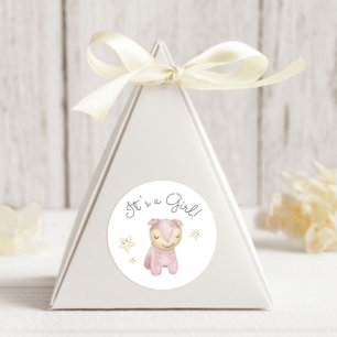 Pastel Plush Toys It's a Girl  Classic Round Sticker