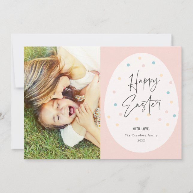 Pastel Polk a Dot Egg Happy Easter Photo  Invitation (Front)