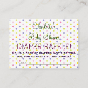 Pastel Polka Dot Baby Shower Diaper Raffle Tickets Enclosure Card
