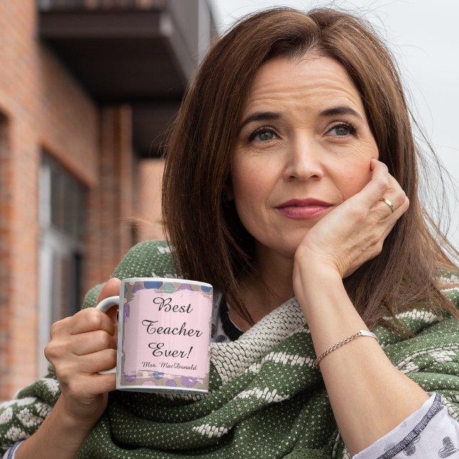 Pastel Polka dot best teacher ever gift Coffee Mug (Creator Uploaded)