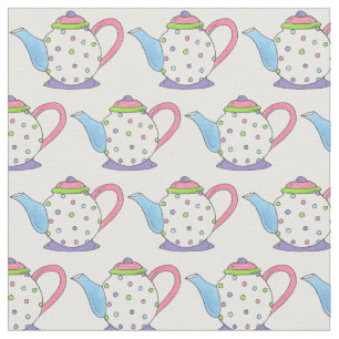 Pastel Polka Dot Ceramic Tea Party Pot Teapot Fabric
