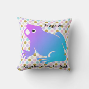 Pastel Polka Dot Frog Throw Pillow