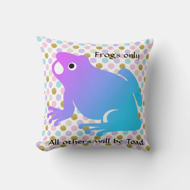 Pastel Polka Dot Frog Throw Pillow (Front)