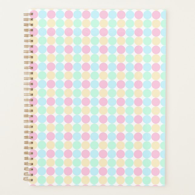 Pastel Polka Dot Hardcover Spiral Planner (Front)