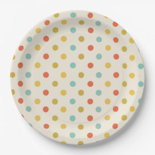 Pastel Polka Dot Pattern Paper Plate