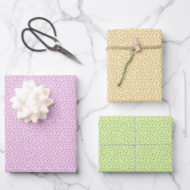 Pastel Polka Dot Pattern Wrapping Paper Sheet (Front)