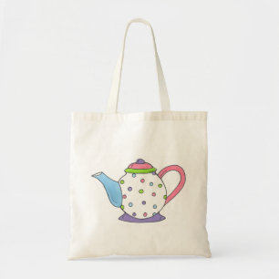 Pastel Polka Dot Tea Teapot Tote Bag