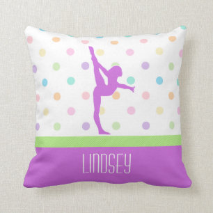 Pastel Polka-Dots Gymnastics in Lavender Cushion