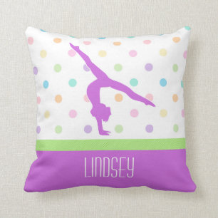 Pastel Polka-Dots Gymnastics in Lavender Cushion
