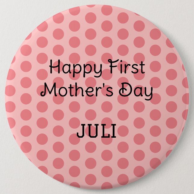 pastel polka dots modern simple happy mother's day 6 cm round badge (Front)
