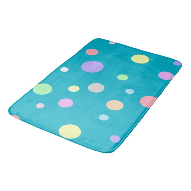 Pastel Polka Dots Pattern Bath Mat (Angled)