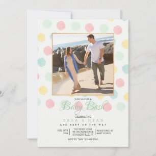 Pastel Polka Dots Photo Frame Baby Shower Invitation