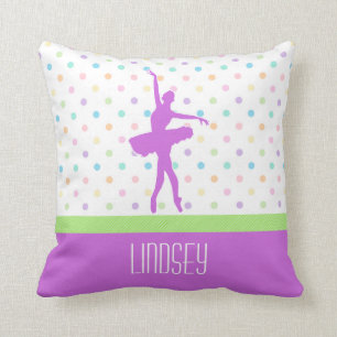 Pastel Polka-Dotted Tutu Dancer With Purple Detail Cushion