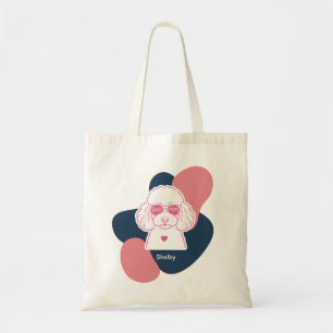 Pastel Poodle Mum Custom Name Tote Bag