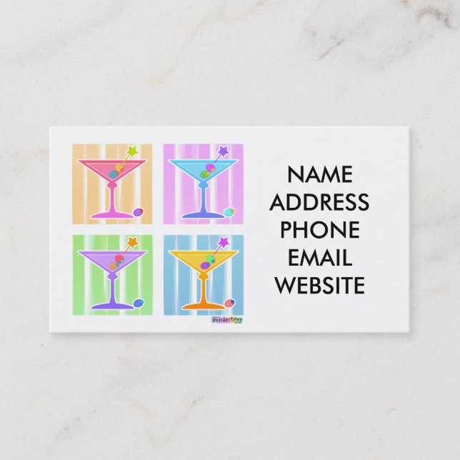 PASTEL POP ART MARTINIS BUSINESS CARD (Front)