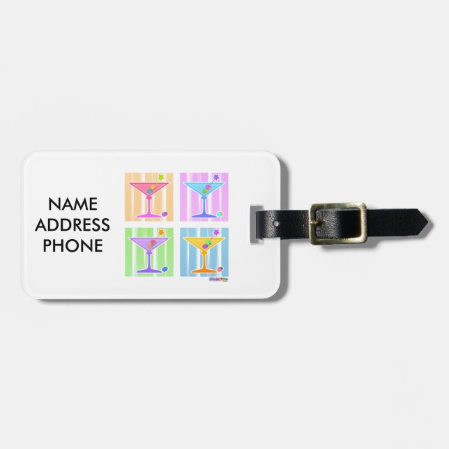 PASTEL POP ART MARTINIS LUGGAGE TAG (Front Horizontal)