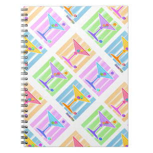 PASTEL POP ART MARTINIS SPIRAL NOTEBOOK