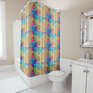 Pastel Pop Glow: Geometric Colour Block  Shower Curtain