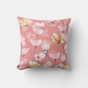 Pastel Poppies: Watercolor Floral Seamless. Cushion
